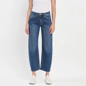 LOVERVET HIGH RISE MEDIUM DARK WASH ANKLE BARREL JEANS